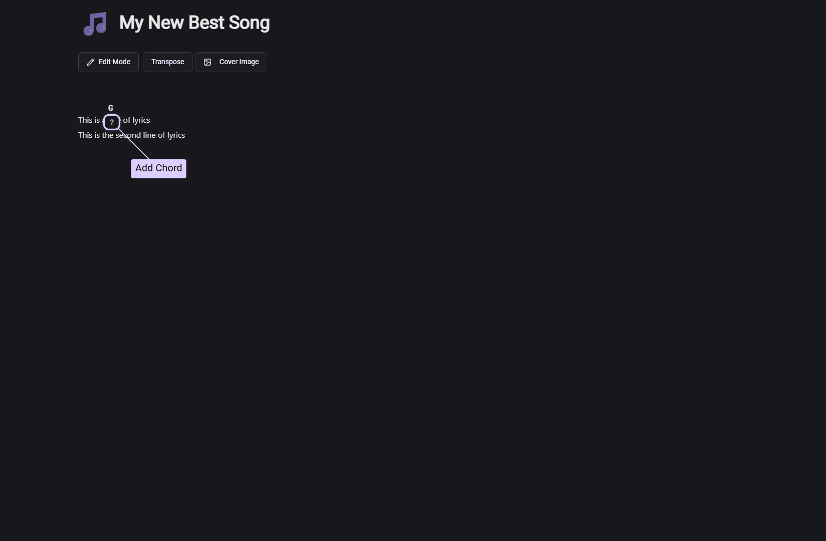 Opening the chord input