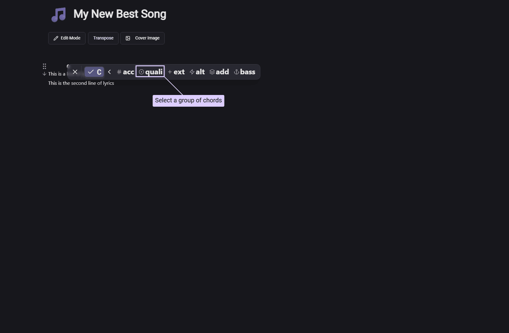 Selecting a chord group