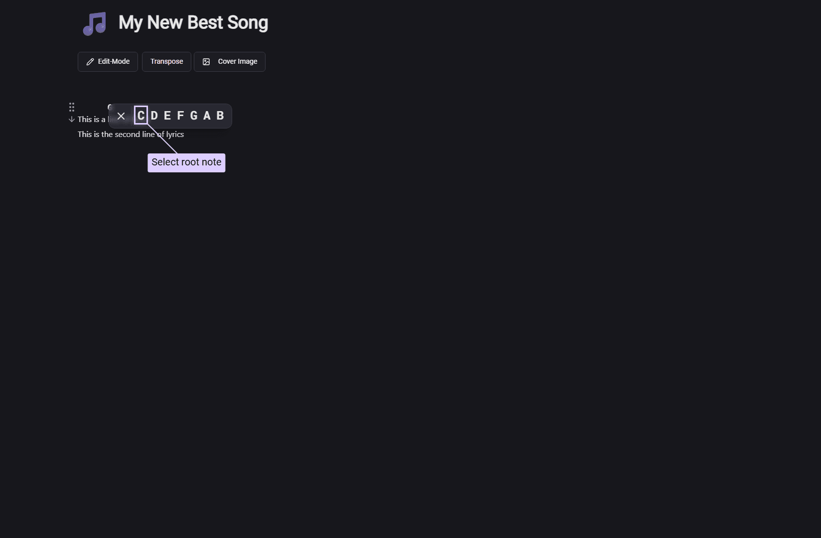 Selecting a root note