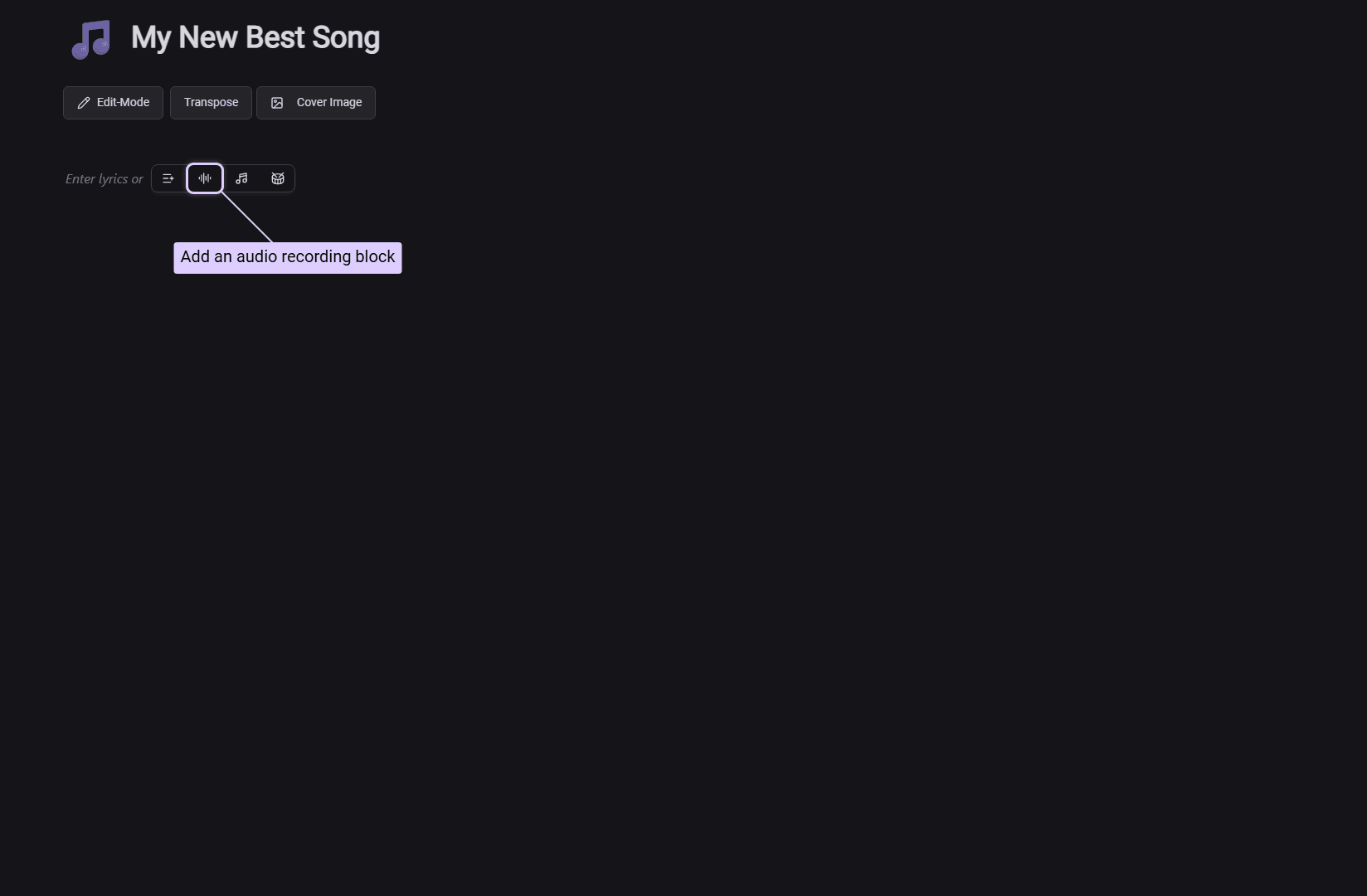 Adding an audio block
