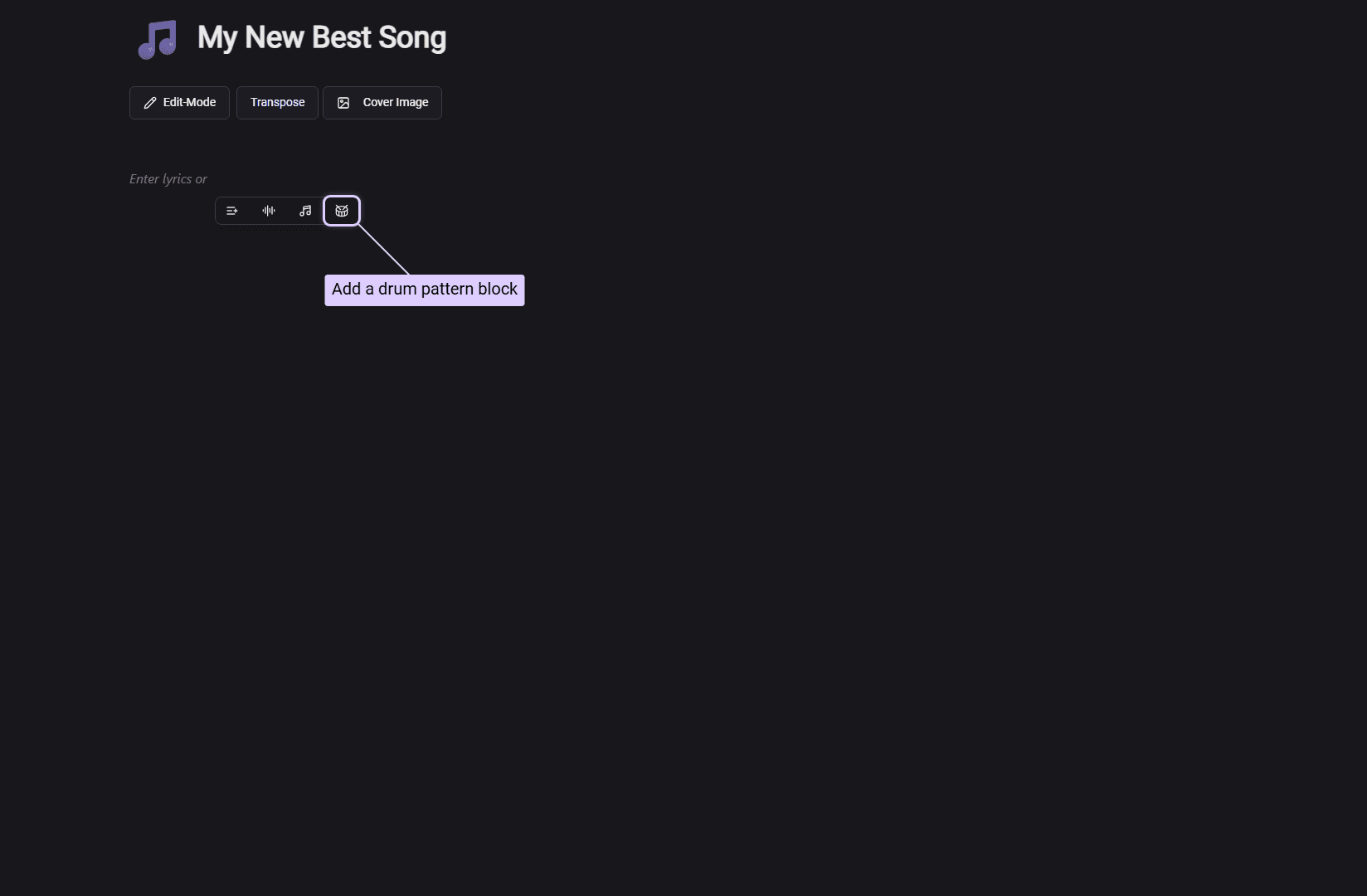 Adding a drum pattern block