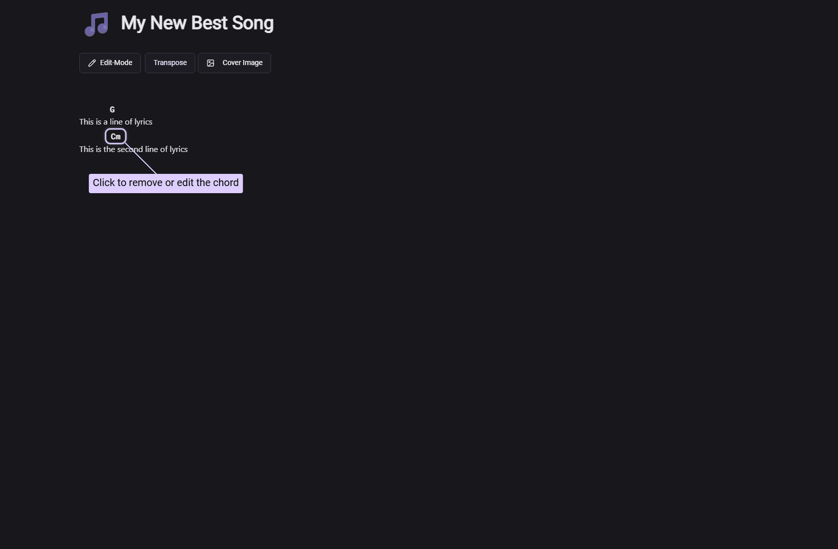 Opening chord input to remove
