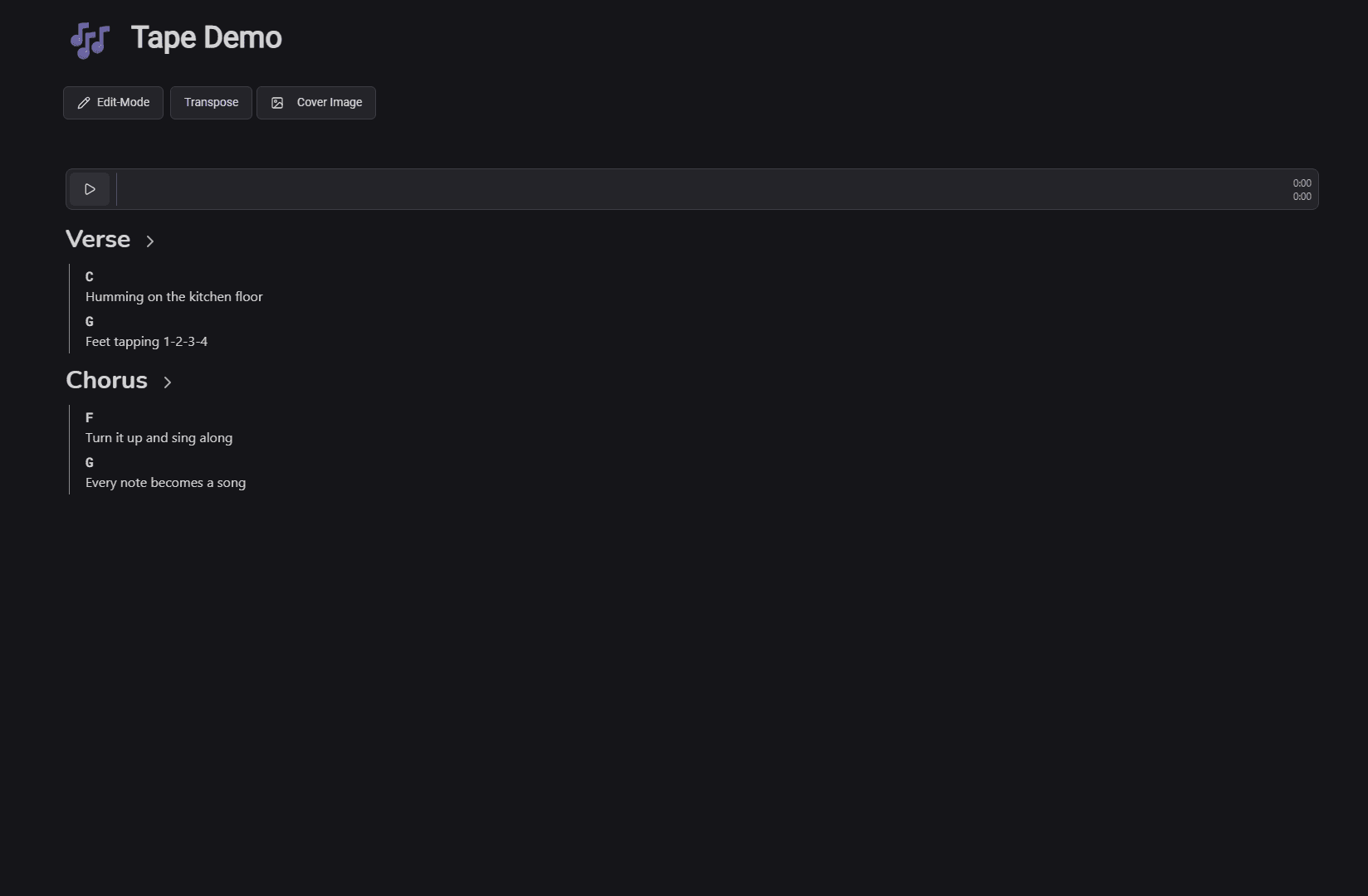 Song after importing from audio