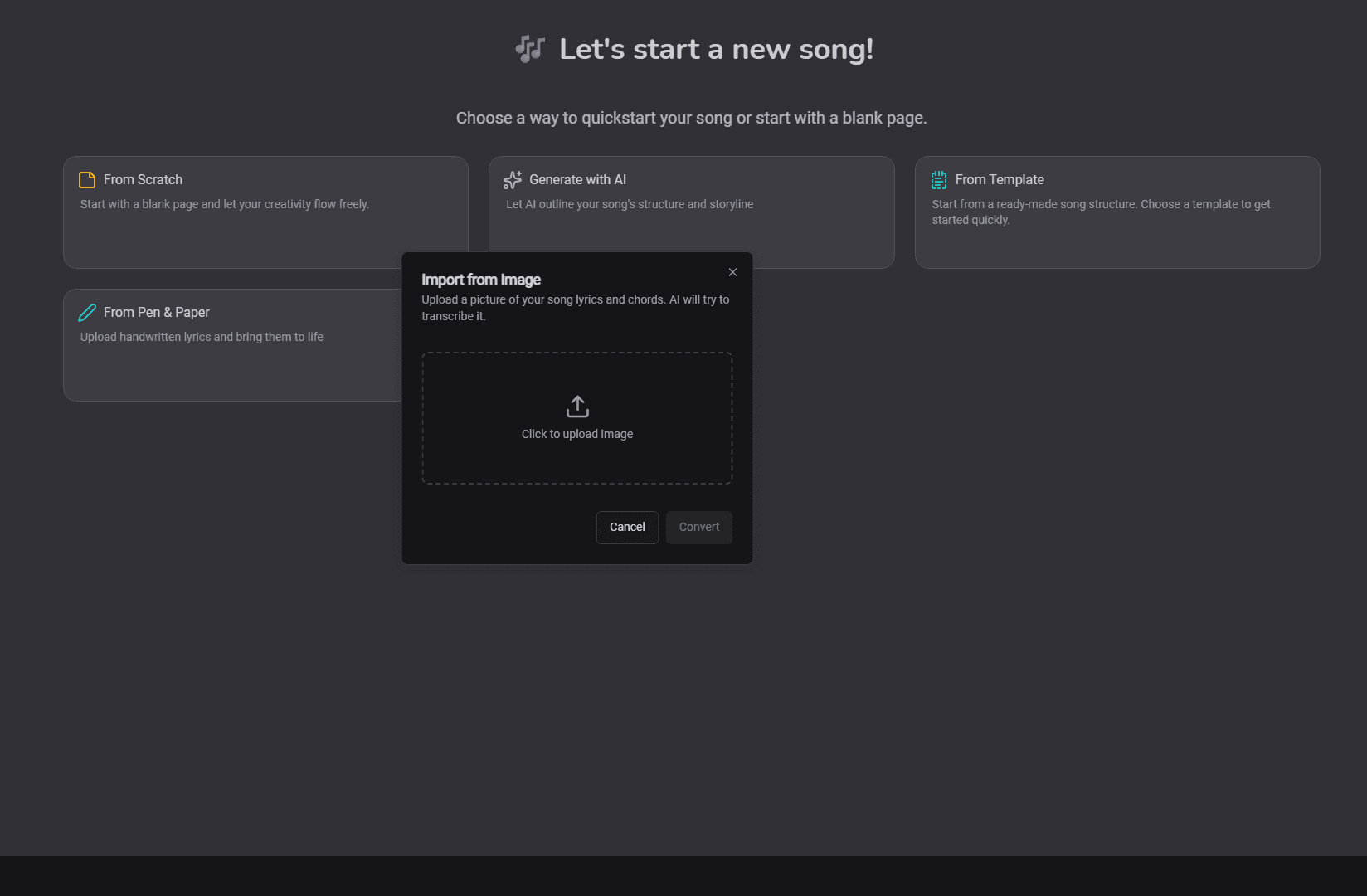 Import from image dialog